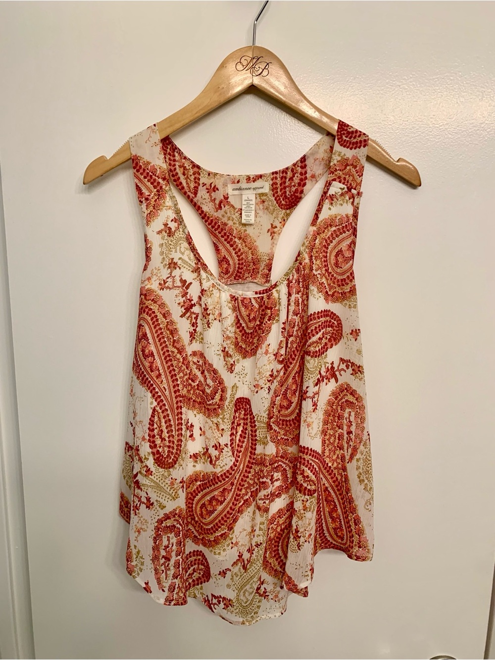 Ambiance Red Orange & Cream Paisley Racerback Tank